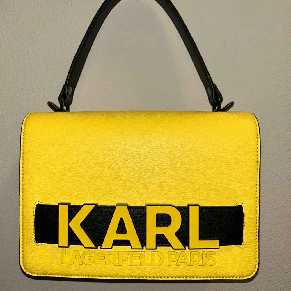 Karl Lagerfeld Yellow and Black Simone Crossbody Women's Bag